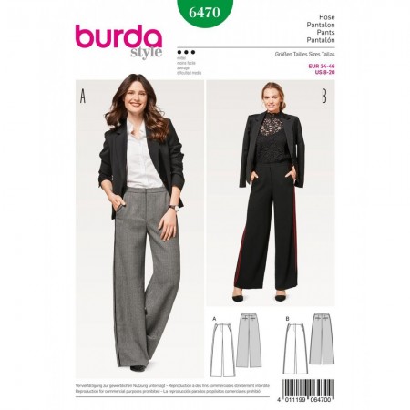 Patron Burda 6470 - Pantalon jambes amples