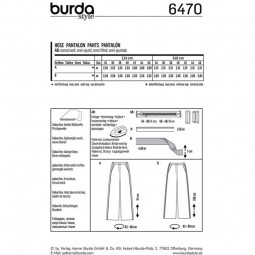 Patron Burda 6470 - Pantalon jambes amples