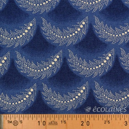 Tissu Moda - Arcs de feuilles bleu denim Tissu Moda - Arcs de feuilles bleu denim