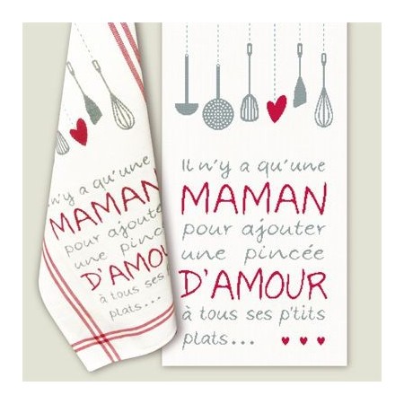 Fiche de broderie Lilipoints : Torchon Il n'y a qu'une maman Fiche de broderie Lilipoints : Torchon Il n'y a qu'une maman