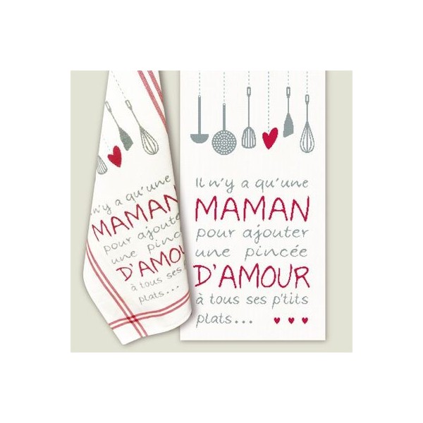 Fiche de broderie Lilipoints : Torchon Il n'y a qu'une maman