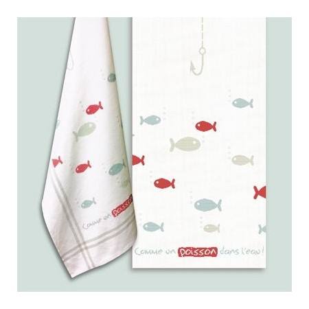 Fiche de broderie Lilipoints : Torchon Comme un poisson dans l'eau Fiche de broderie Lilipoints : Torchon Comme un poisson dans l'eau