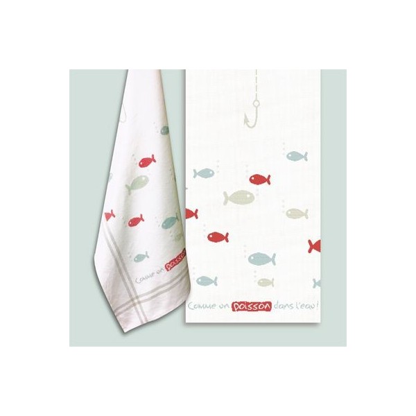Fiche de broderie Lilipoints : Torchon Comme un poisson dans l'eau