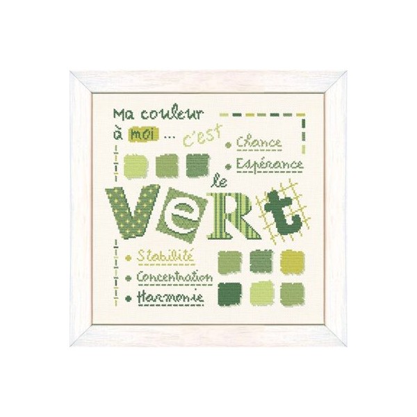 Fiche de broderie Lilipoints : Ma couleur à moi c'est le vert