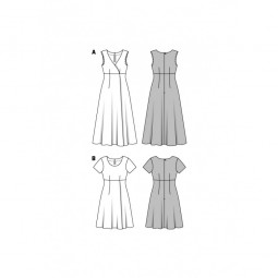 Patron Burda 6496 - Robe taille haute effet cache-cœur