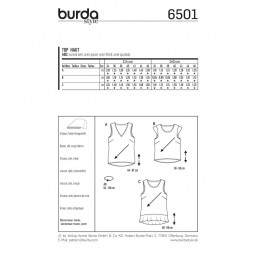 Patron Burda 6501 - Top encolure en V ourlet volanté