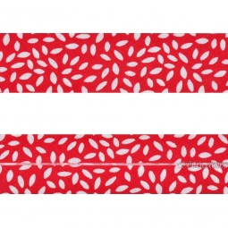 Biais fantaisie - Pétales blanc fond rouge 27 mm