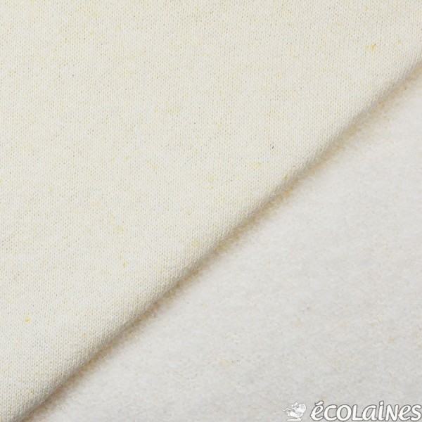Tissu jersey molleton de coton BIO écru