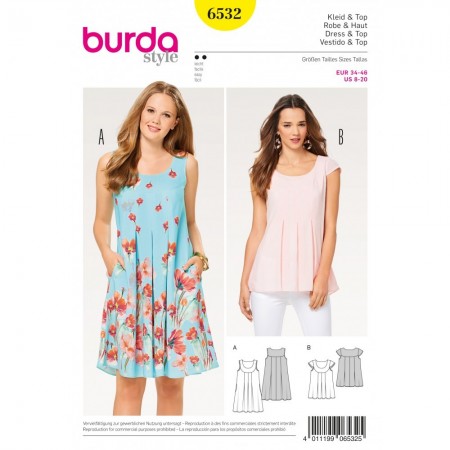 Patron Burda 6532 - Robe, top fluide