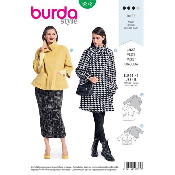 Patron Burda 6372 - Veste manches raglans