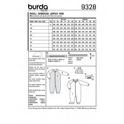 Patron Burda 9328 - Combinaison grenouillère pour enfant