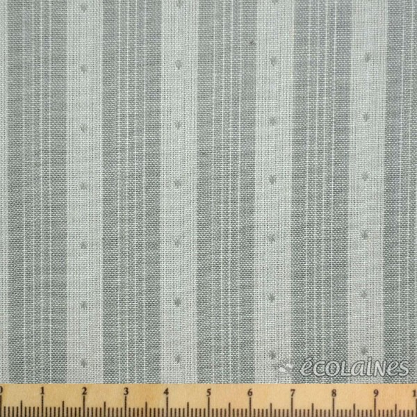 Tissu Jen Kingwell - Rayé pointillé gris crème