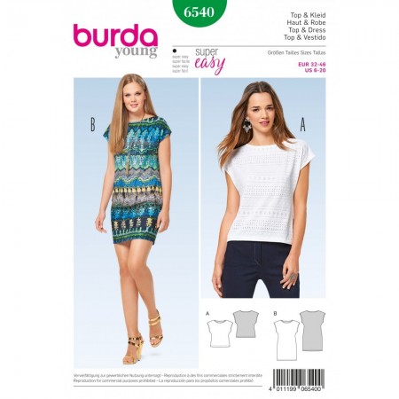 Patron Burda 6540 - Top et robe sans manche