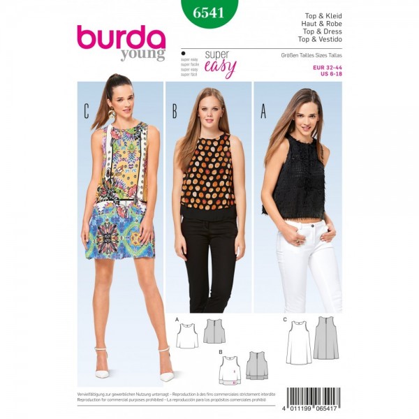 Patron Burda 6541 - Top et robe sans manche
