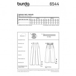 Patron Burda 6544 - Pantlon jambes amples