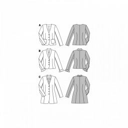 Patron Burda 6569 - Veste encolure en V, parement de col