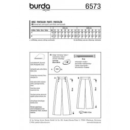 Patron Burda 6573 - Pantalon jambes amples, jupe-culotte 