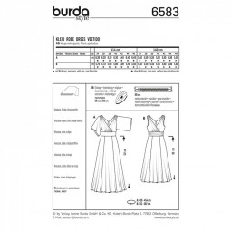 Patron Burda 6583 - Robe de soirée, devants drapés,  jupe ample,  manches chauve-souris