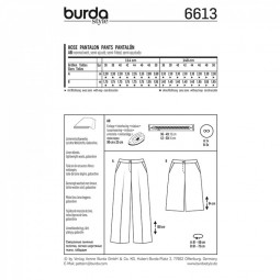 Patron Burda 6613  Pantalon - Jupe-culotte, jambes évasées