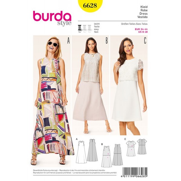 Patron Burda 6628 - Robe d'été