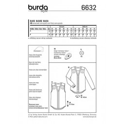 Patron Burda 6632 - Chemisier encolure en V avec parement