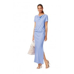 Patron Burda 6639 - Robe en jersey, col bénitier et coulisse à ruban