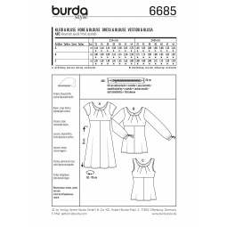 Patron Burda 6685 - Robe et blouse avec col à pinces décoratives