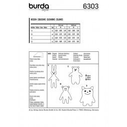 Patron Burda 6303 - Doudous, coussins pour enfants