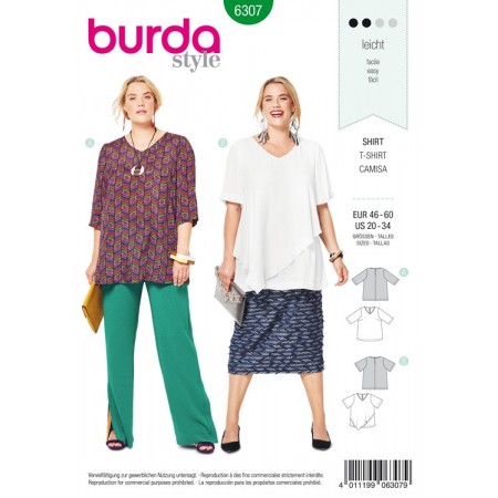 Patron Burda 6307 - Blouse envolure en V