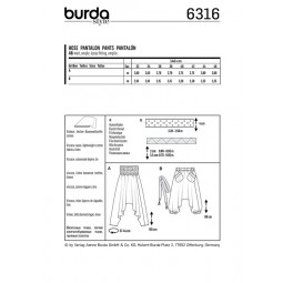 Patron Burda 6316 - Pantalon sarouel