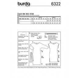 Patron Burda 6322 - Robe manches chauve souris