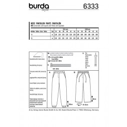 Patron Burda 6333 - Pantalon jogpant