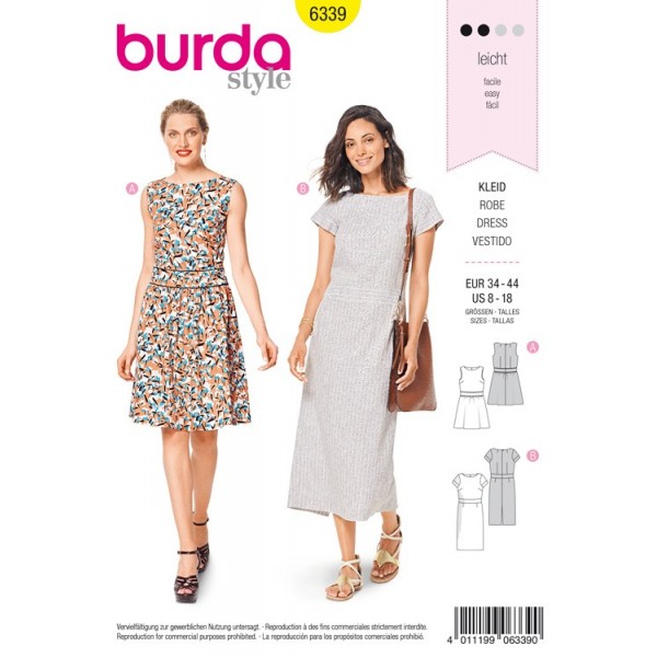 Patron Burda 6339 - Robe parement de taille
