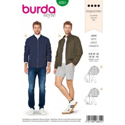 Patron De Couture Burda #5681 - Blouson Matelassé & Gilet Pour Homme | Tailles 46 à 56 | Tissu Lisse Ou Polaire, Niveau Avancé