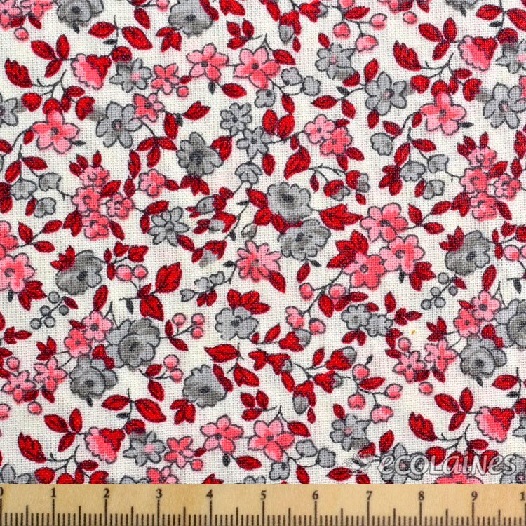 Tissu coton enduit - Leonie ivoire rose