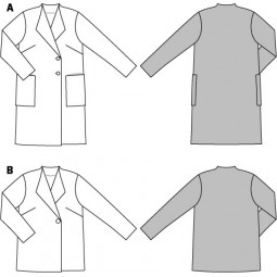 Patron Burda 6736 - Veste, manteau à col châle à revers pointu