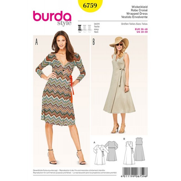 Patron Burda 6759 - Robe croisée