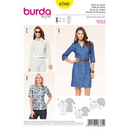 Patron Burda 6760 - Robe chemisier boutonnée - Veste courte