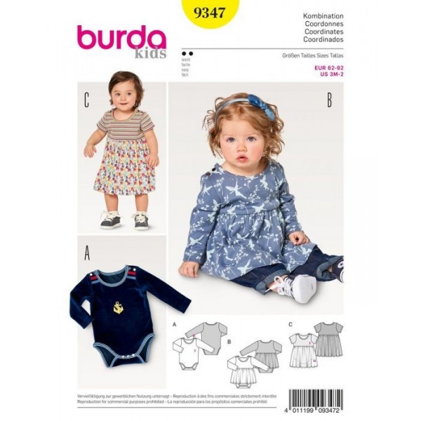 Patron Burda 9347 - Robe avec body