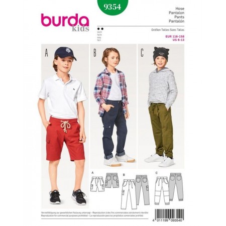 Patron Burda 9354 - Pantalon - short enfant