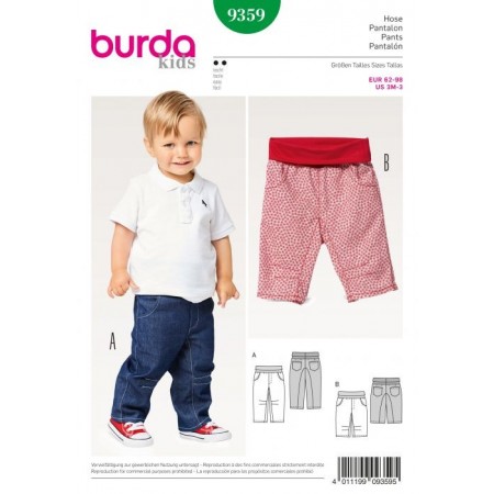 Patron Burda 9359 - Pantalon à ceinture élastique pour enfant
