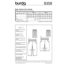 Patron Burda 9359 - Pantalon à ceinture élastique pour enfant