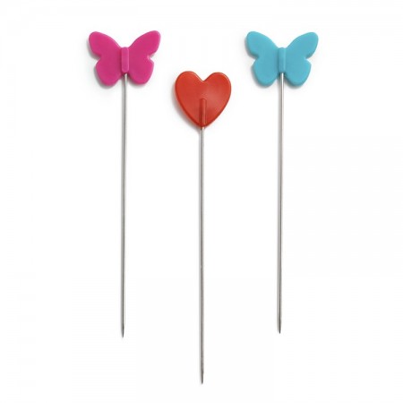 Épingles tête plastique Prym love coeur et papillon x50