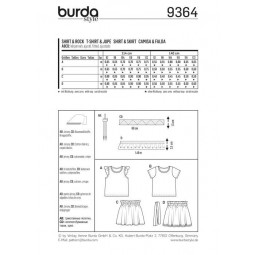 Patron Burda 9364 - Tee-shirt à manches ailettes pour enfant