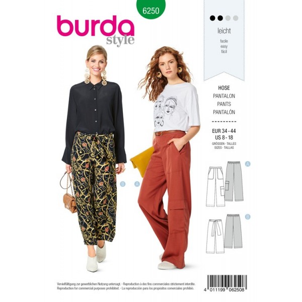 Patron Burda 6250 - Pantalon ample