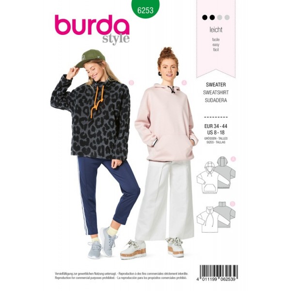 Patron Burda 6253 - Sweat-shirt