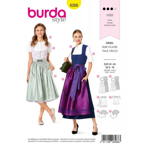 Patron Burda 6268 - Robe tyrolienne