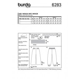 Patron Burda 6283 - Pantalon bouffant