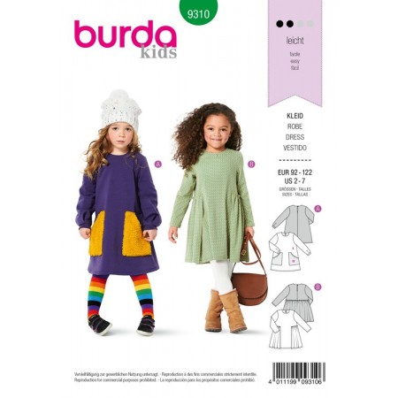 Patron Burda 9310 - Robe avec poches fille