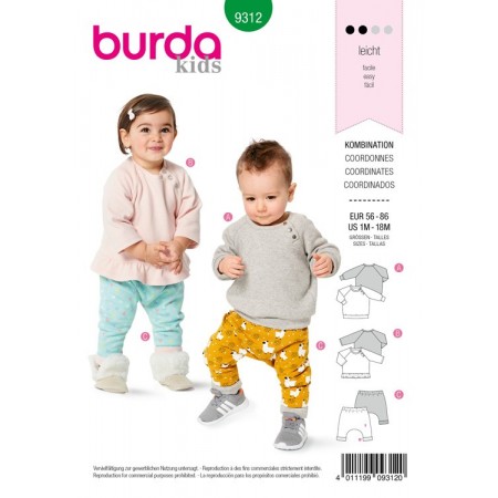 Patron Burda 9312 - Tee-shirt et pantalon élastique enfant